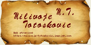 Milivoje Totošković vizit kartica